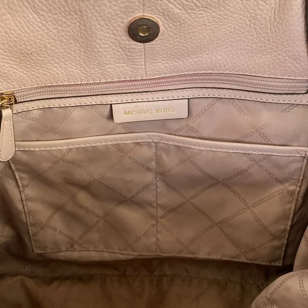 Michael Kors Powder Pink Pebbled Leather Large Tote Preppy Luxury Daily Casual